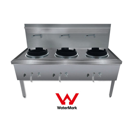 Gasmax Stainless Steel Waterless Nature Gas Triple Wok Chimney Burner - WW-3NC