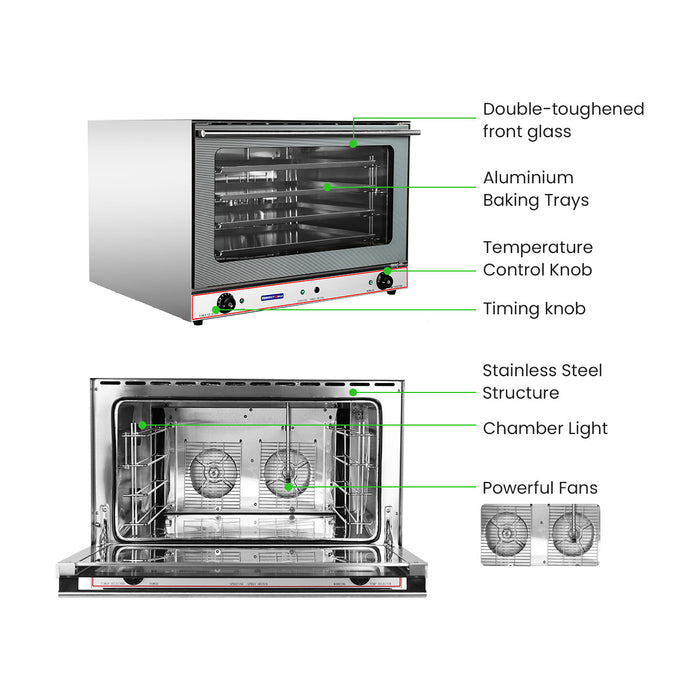 ConvectMax Heavy Duty Stainless Steel Convection Oven w/ Press Button Steam - YXD-8AE