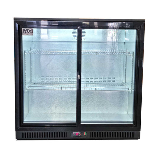 AG Twin Sliding Door Bar Fridge - Black Body & Doors 220L - BEER2-SD