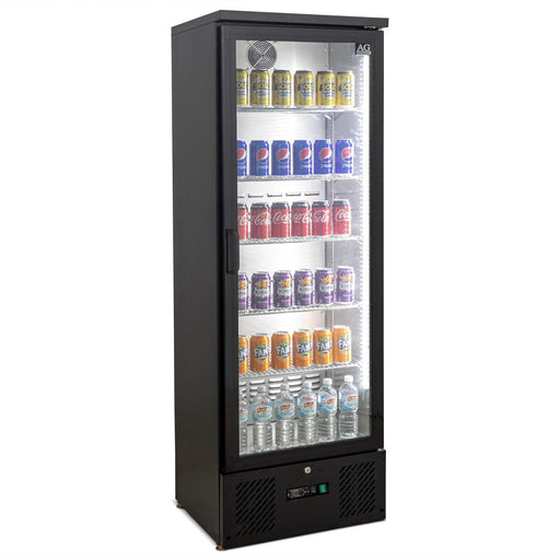 AG Upright Glass Door Display / Backbar Fridge - Black 300L - B300G