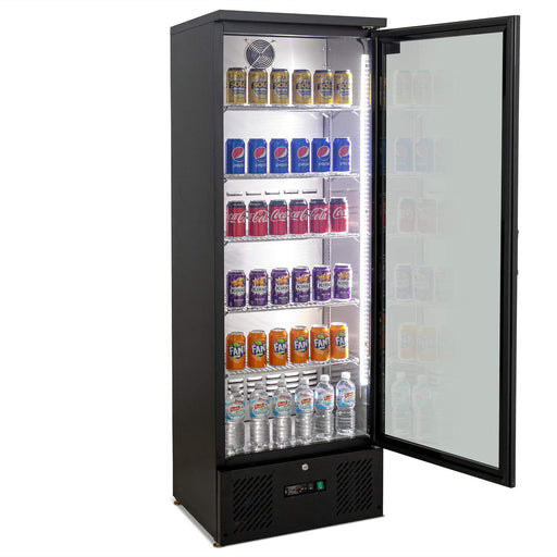 AG Upright Glass Door Display / Backbar Fridge - Black 300L - B300G