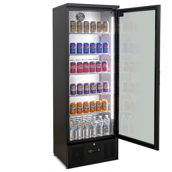 AG Upright Glass Door Display / Backbar Fridge - Black 300L - B300G
