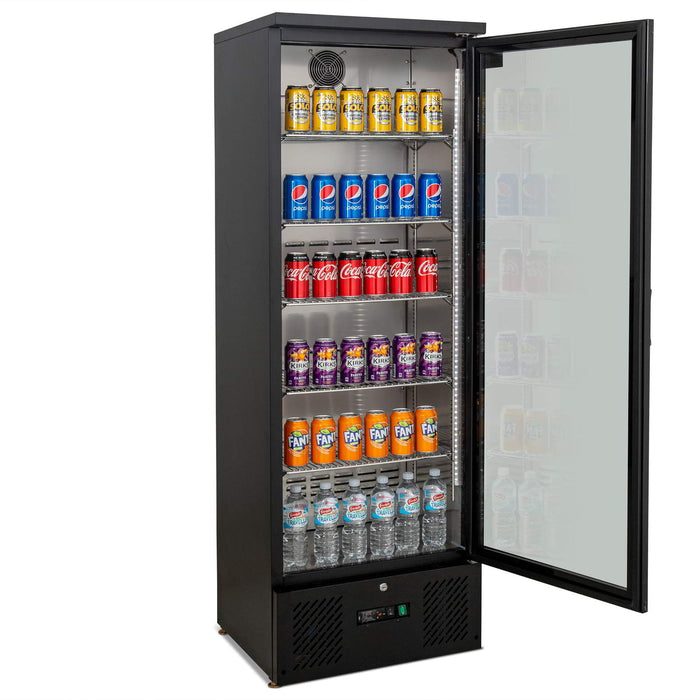 AG Upright Glass Door Display / Backbar Fridge - Black 300L - B300G