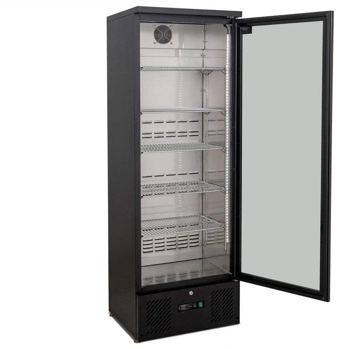 AG Upright Glass Door Display / Backbar Fridge - Black 300L - B300G