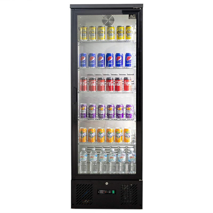 AG Upright Glass Door Display / Backbar Fridge - Black 300L - B300G