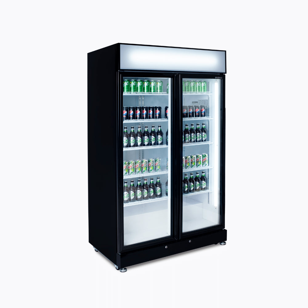 Bromic Upright Display Fridge – 885L – 2 Doors – Flat Glass – Black - GM0900LBECO