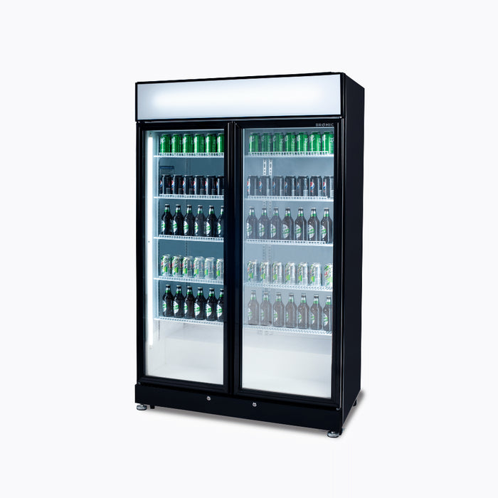 Bromic Upright Display Fridge – 885L – 2 Doors – Flat Glass – Black - GM0900LBECO