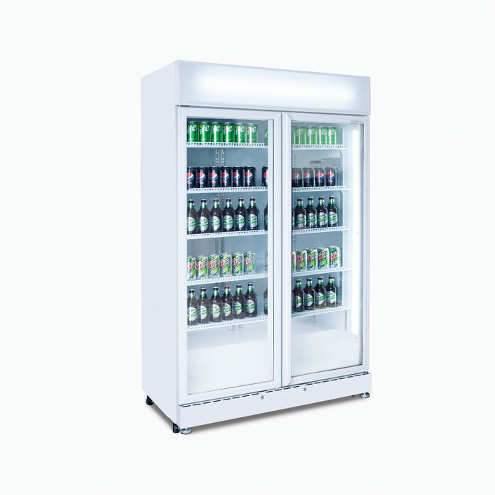 Bromic Upright Display Fridge – 885L – 2 Doors – Flat Glass – White - GM0900LWECO