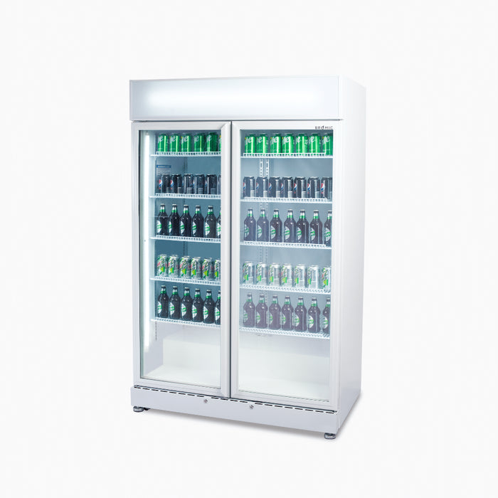 Bromic Upright Display Fridge – 885L – 2 Doors – Flat Glass – White - GM0900LWECO