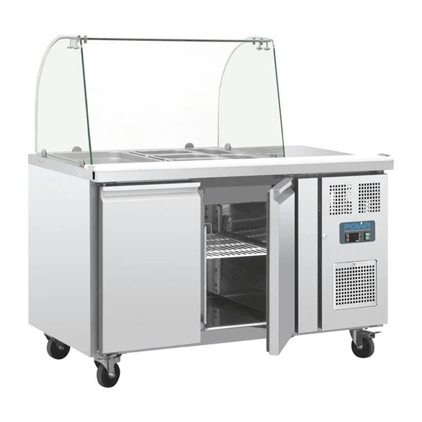 Polar U-Series Double Door Refrigerated Gastronorm Saladette Counter - CT393-A