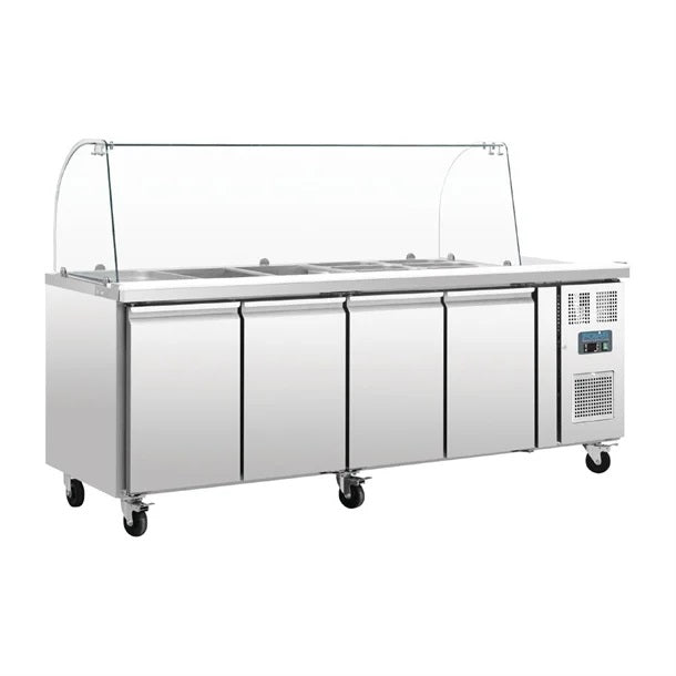 Polar U-Series Four Door Refrigerated Gastronorm Saladette Counter - CT395-A