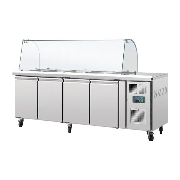 Polar U-Series Four Door Refrigerated Gastronorm Saladette Counter - CT395-A