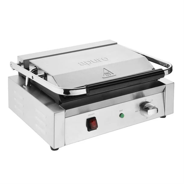 Apuro Bistro Large Ribbed Contact Grill - Ribbed/Ribbed - CU602-A