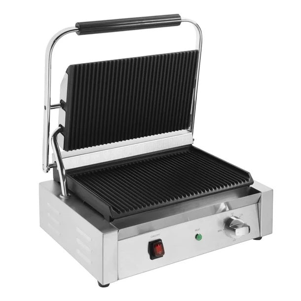 Apuro Bistro Large Ribbed Contact Grill - Ribbed/Ribbed - CU602-A