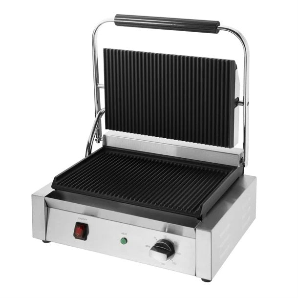 Apuro Bistro Large Ribbed Contact Grill - Ribbed/Ribbed - CU602-A