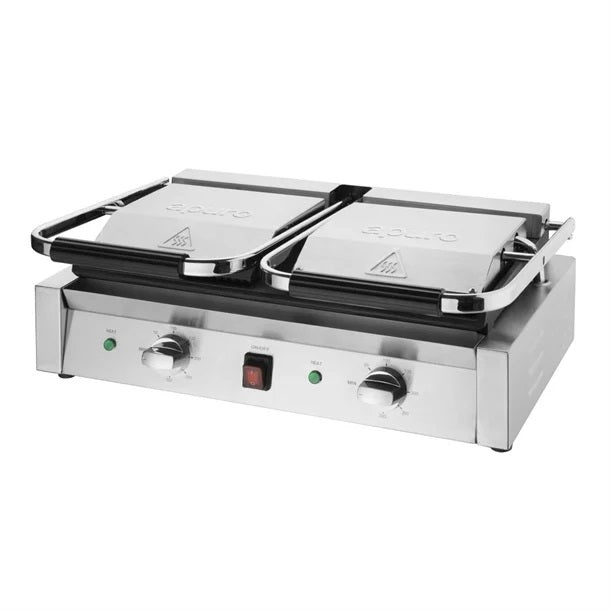 Apuro Bistro Double Ribbed Contact Grill - Ribbed/Ribbed - CU604-A