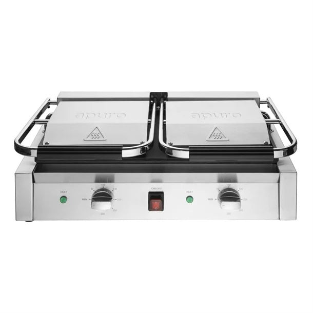 Apuro Bistro Double Ribbed Contact Grill - Ribbed/Ribbed - CU604-A