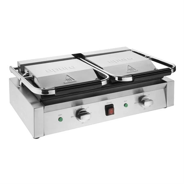 Apuro Bistro Double Ribbed Contact Grill - Ribbed/Ribbed - CU604-A