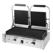 Apuro Bistro Double Ribbed Contact Grill - Ribbed/Ribbed - CU604-A