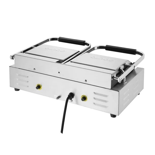 Apuro Bistro Double Ribbed Contact Grill - Ribbed/Ribbed - CU604-A