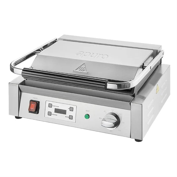 Apuro Large Contact Grill Flat Plates with Timer - CU607-A