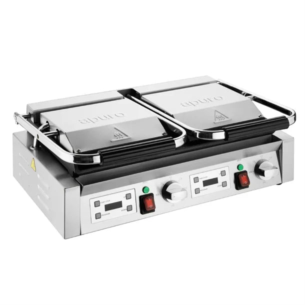 Apuro Double Contact Grill Flat Plates with Timer - CU610-A