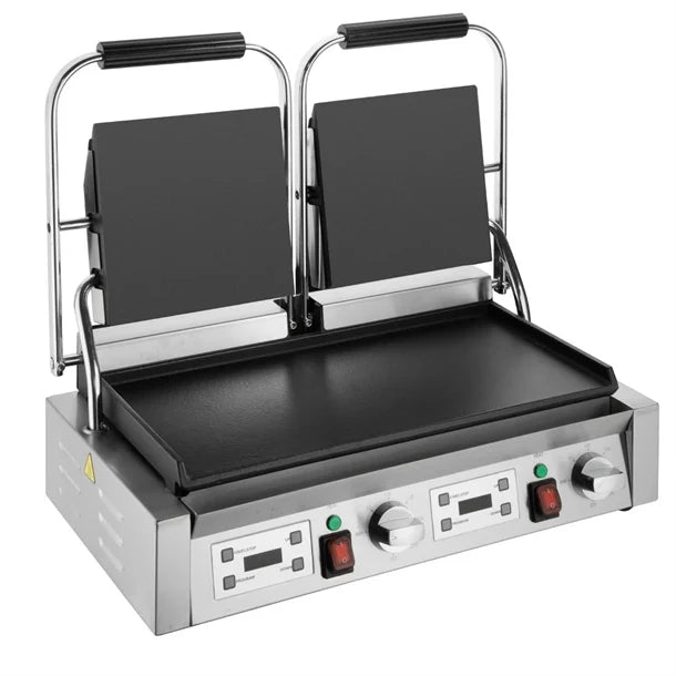 Apuro Double Contact Grill Flat Plates with Timer - CU610-A