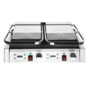 Apuro Double Contact Grill Ribbed Plates with Timer - CU611-A