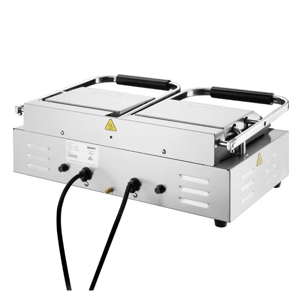 Apuro Double Half Ribbed Contact Grill - CU613-A