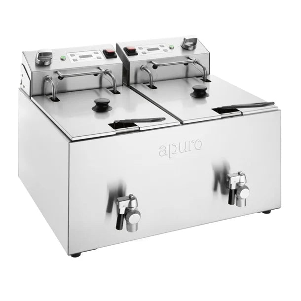 Apuro Twin Tank Electric Fryer with Timer 2x8L - CU621-A