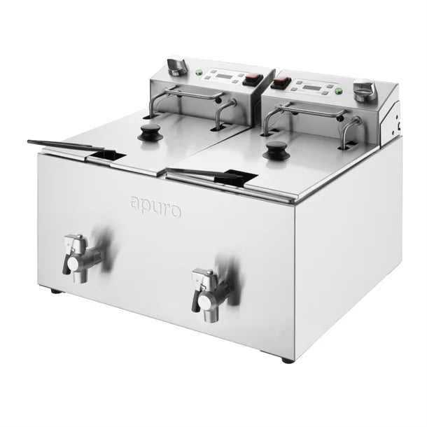 Apuro Twin Tank Electric Fryer with Timer 2x8L - CU621-A