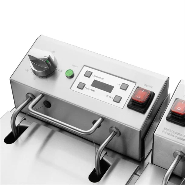 Apuro Twin Tank Electric Fryer with Timer 2x8L - CU621-A