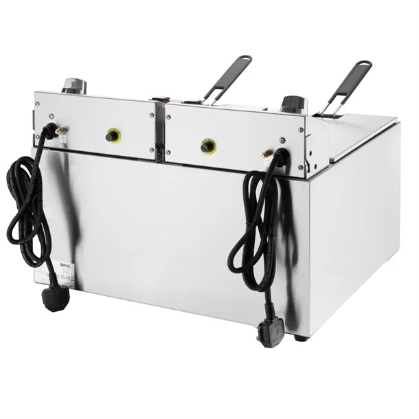Apuro Twin Tank Electric Fryer with Timer 2x8L - CU621-A