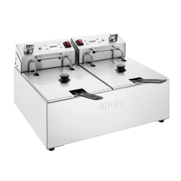 Apuro Double Electric Fryer with Timer 2x5L - CU624-A