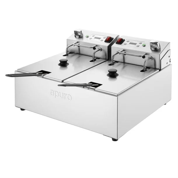 Apuro Double Electric Fryer with Timer 2x5L - CU624-A