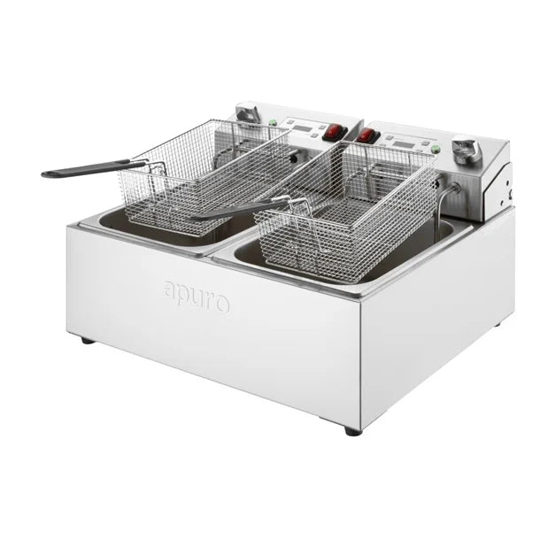 Apuro Double Electric Fryer with Timer 2x5L - CU624-A