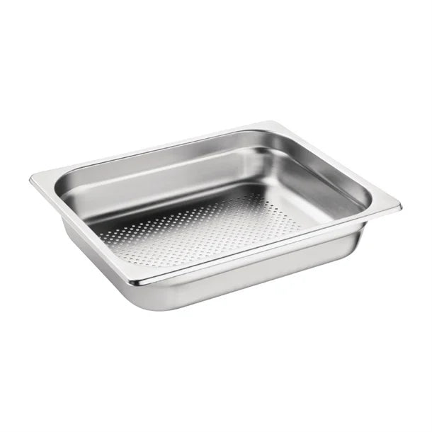 Vogue Stainless Steel Perforated 1/2 Gastronorm Tray (65 to 100mm Depths)