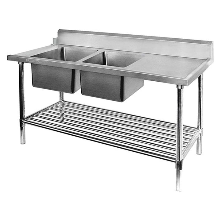 Modular System Left or Right Inlet Double Sink Dishwasher Bench 1500 to 2400mm - DSBD7