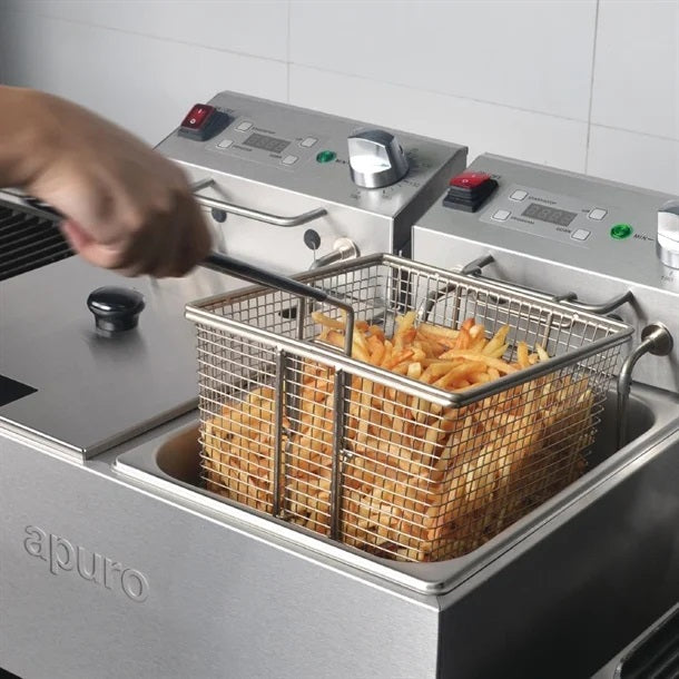 Apuro Double Countertop Deep Fryer with Timer - 2x5L - FS499-A