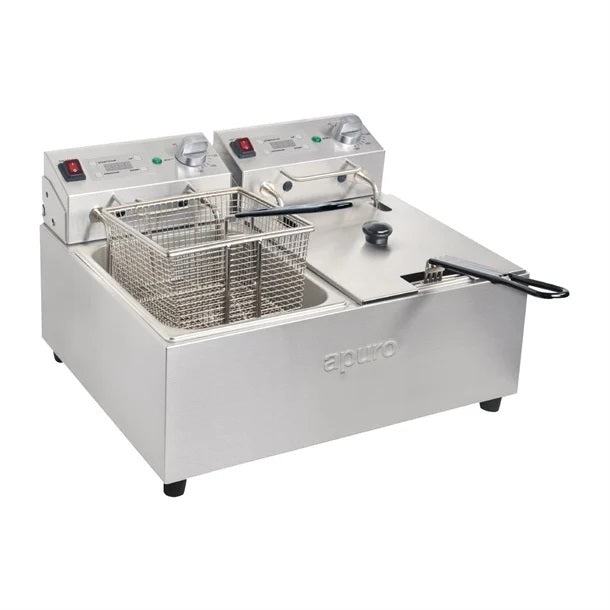 Apuro Double Countertop Deep Fryer with Timer - 2x5L - FS499-A