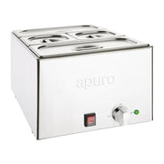 Apuro Bain-Marie with Pans 2x1/3 & 2x1/6 Pans 150mm Deep Inc Lids - FT691-A