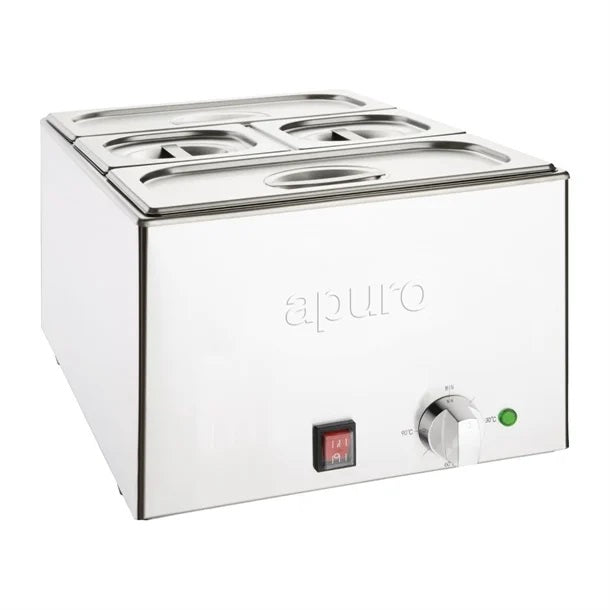 Apuro Bain-Marie with Pans 2x1/3 & 2x1/6 Pans 150mm Deep Inc Lids - FT691-A