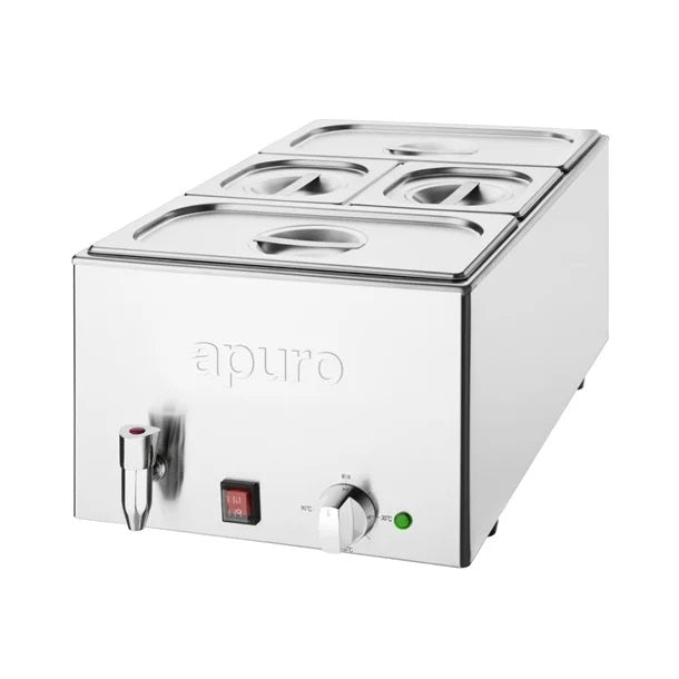 Apuro Bain-Marie with Tap & Pans 2x GN 1/3 2x GN 1/6 - FT692-A