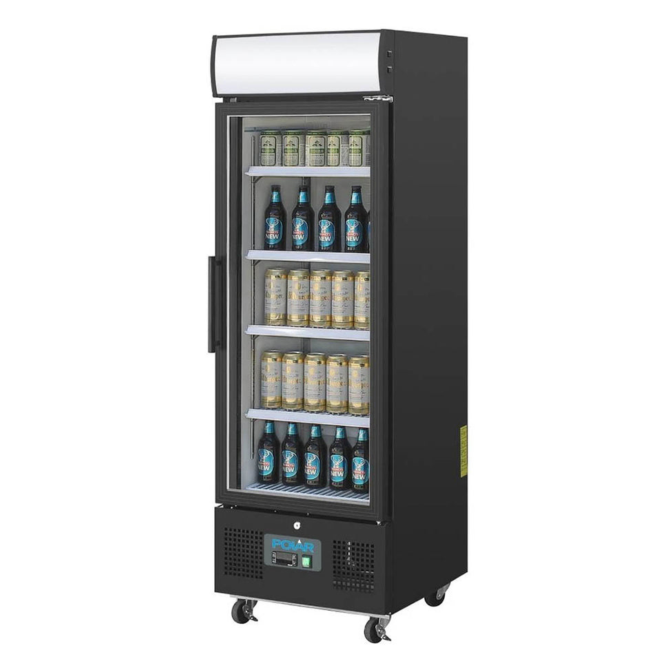 Polar G-Series 1 Door Upright Display Fridge 218L Black - GH426-A