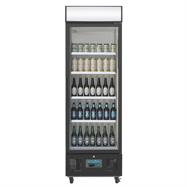 Polar G-Series 1 Door Upright Display Fridge 368L Black - GH427-A