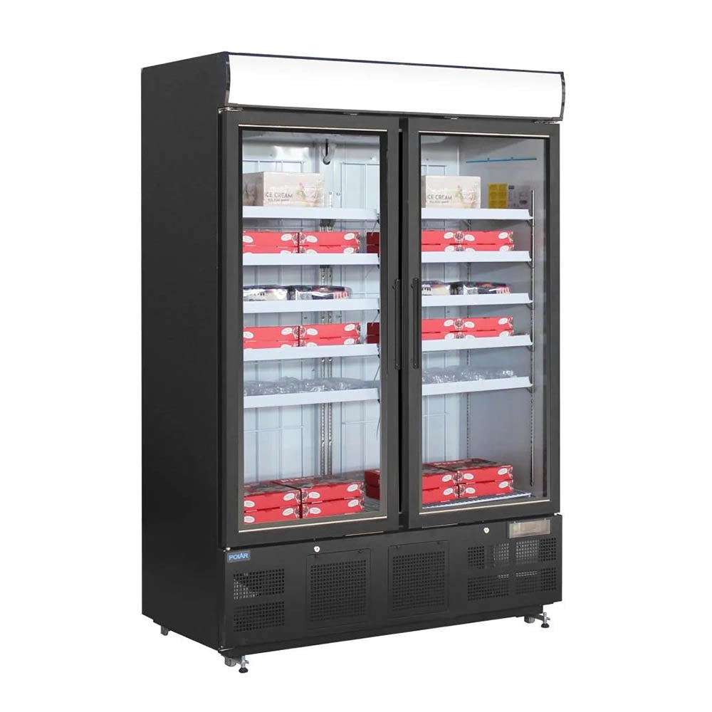 Polar G-Series 2 Door Upright Display Freezer 920L Black - GH429-A