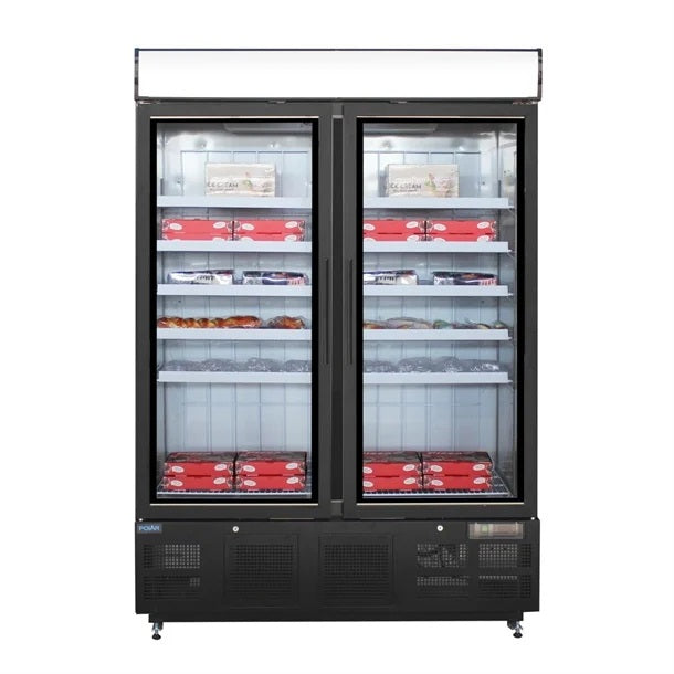 Polar G-Series 2 Door Upright Display Freezer 920L Black - GH429-A