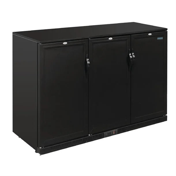 Polar G-Series 900mm Triple Solid Door Back Bar Cooler in Black 330L - GL017-A