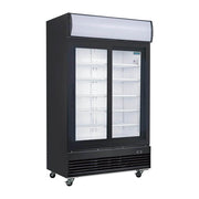 Polar G-Series 2 Door Upright Sliding Door Display Cooler with Light Box 950L Black - GM814-A