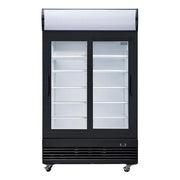 Polar G-Series 2 Door Upright Sliding Door Display Cooler with Light Box 950L Black - GM814-A